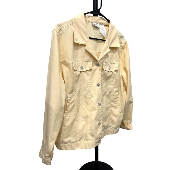 Koret Francisca Womens Yellow Button Up Collared Jacket SZ 16W - Picture 3 of 7